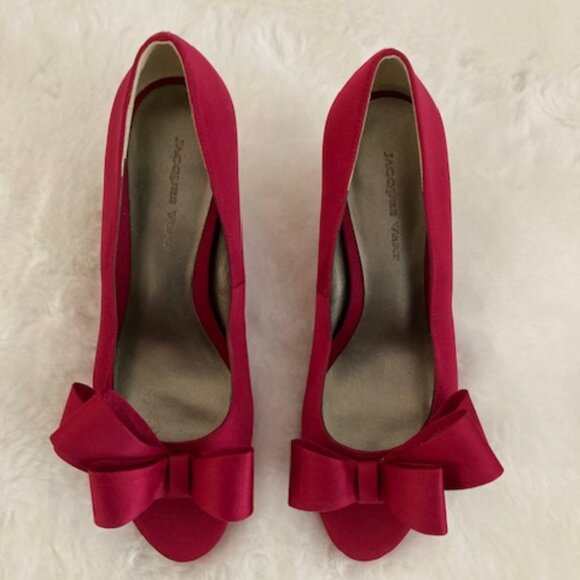Brand New Women's Luxurious Peep Toe Cranberry Satin 3 Inch Heels Shoes Size 7 - Picture 2 of 5